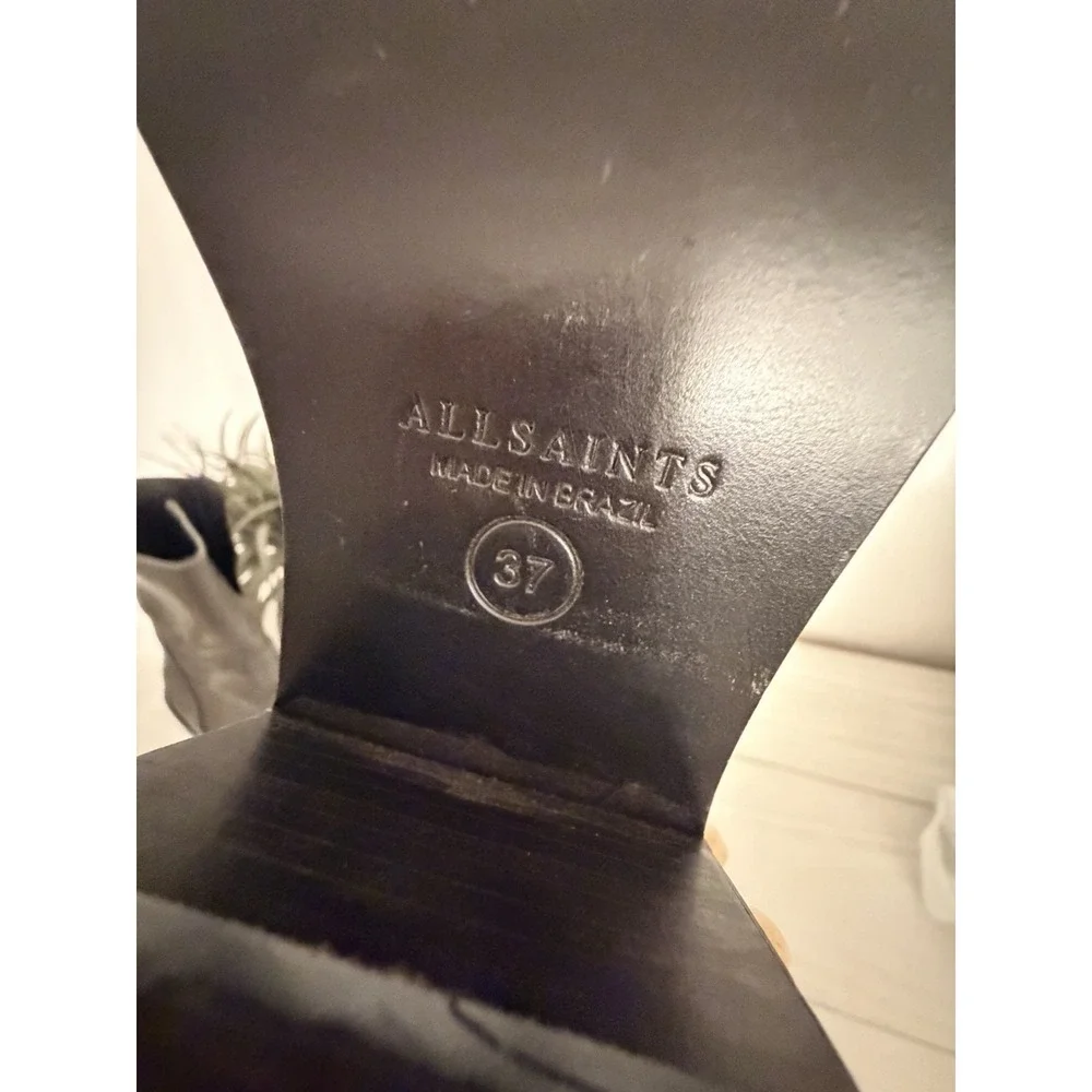 Allsaints Ankle‎ Boots Women 6.5 37 Macarthur Chain Boot Leather Block Heel $450